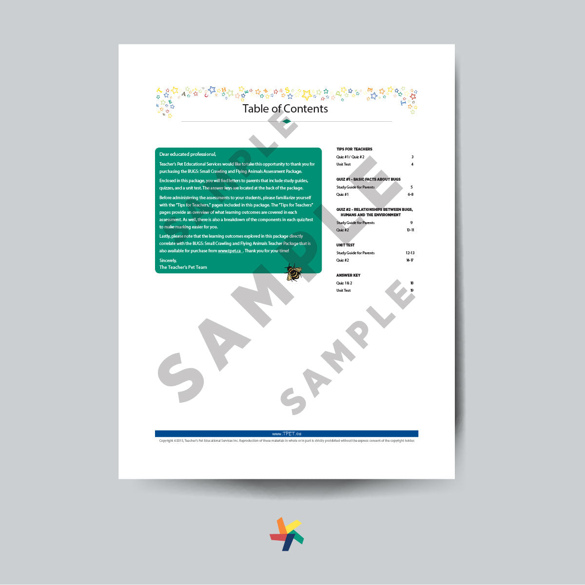 Bugs: Small Crawling and Flying Animals – Assessment Package